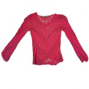Y2K Beaded Crochet Red Romantic Top Grunge Whimsy Whimsigoth
